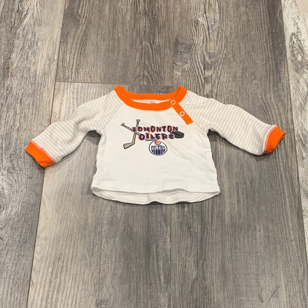Edmonton Oilers‎ Kids Long Sleeve Shirt - White and Orange